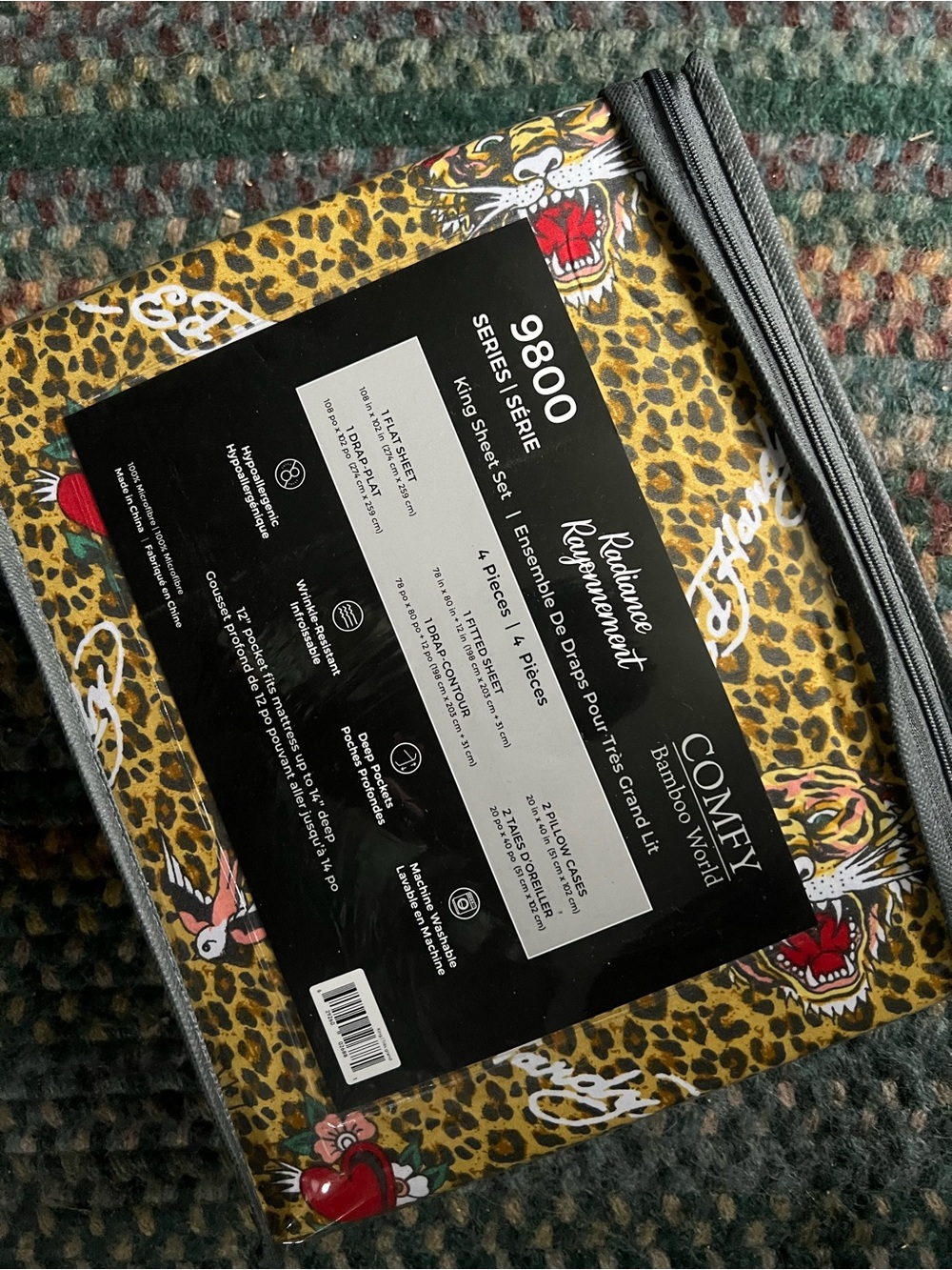 9800 King Sheet Set in Leopard Print new in package